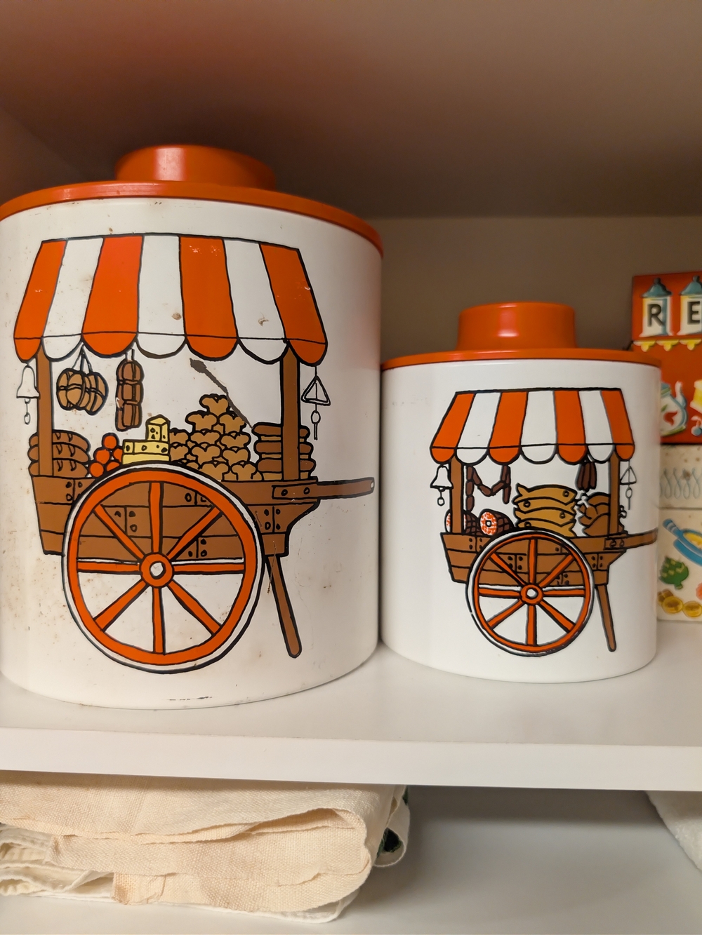 Vintage Style Ransburg Market Cart Ceramic Canister - Home Accents